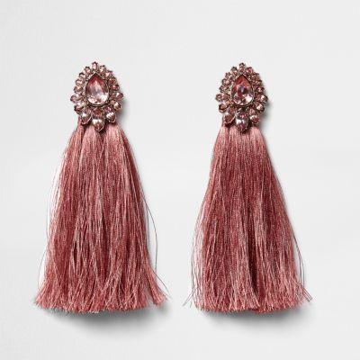 River Island Womens Tear Drop Jewel Tassel Earrings