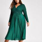 River Island Womens Plus Wrap Pleated Midi Dress