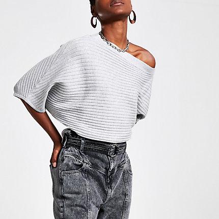River Island Womens Bardot Knitted T-shirt