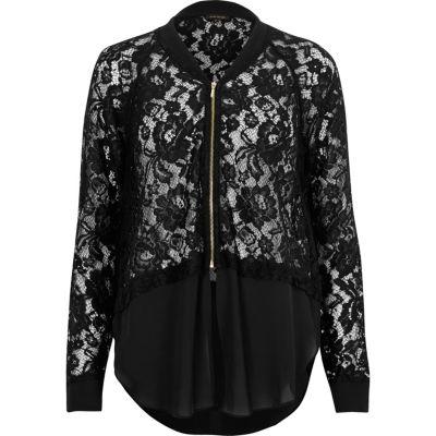 River Island Womens Lace Woven Hem Bomber Jacket