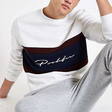 River Island Mens White 'prolific' Blocked Sweatshirt