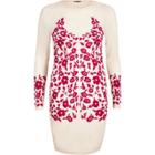 River Island Womens Embroidered Bodycon Dress