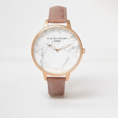 River Island Womens Elie Beaumont Leather Strap Watch