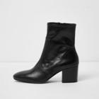 River Island Womens Leather Sock Block Heel Ankle Boots