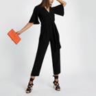 River Island Womens Tie Front Short Sleeve Jumpsuit