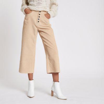River Island Womens Alexa Crop Corduroy Wide Leg Trousers