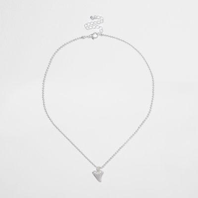 River Island Boys Silver Tone Shark Tooth Pendant Necklace
