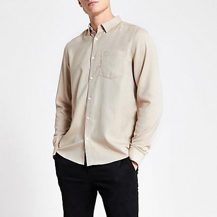 River Island Mens Slim Fit Long Sleeve Textured Shirt