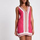 River Island Womens Scallop Lace Trim Mini Beach Dress