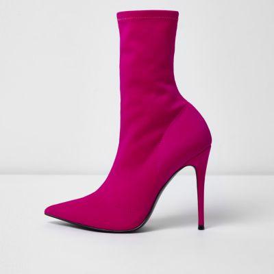 River Island Womens Pointed Scuba Sock Boots