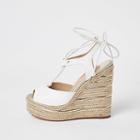 River Island Womens White Tie Up Espadrille Wedges