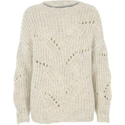 River Island Womens Pearl Embellished Chunky Knit Sweater