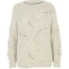 River Island Womens Pearl Embellished Chunky Knit Sweater