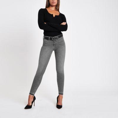 River Island Womens Molly Rip Hem Super Skinny Jeans