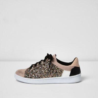 River Island Womens Glitter Panel Sneakers