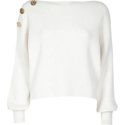 River Island Womens Knit Button Shoulder Jumper
