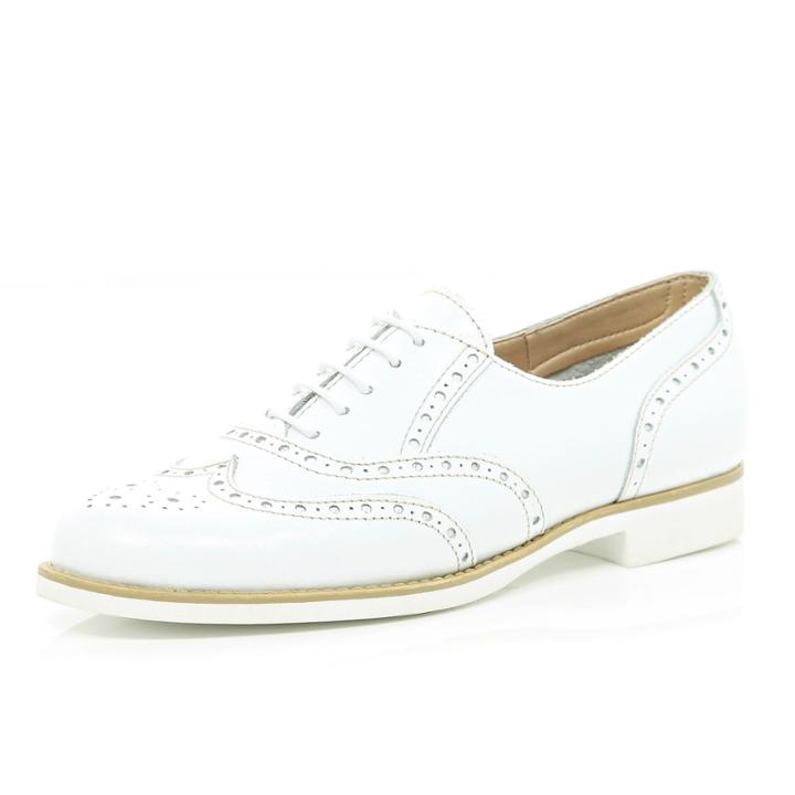 River Island Womens White Lace Up Brogues