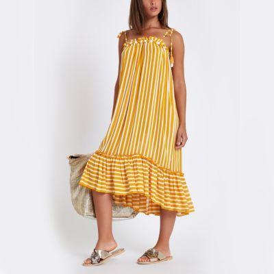 River Island Womens Stripe Pom Pom Beach Dress