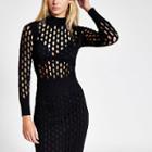 River Island Womens Mesh Fitted Cold Shoulder Top