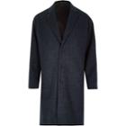 River Island Mensblue Smart Wool-blend Overcoat
