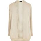 River Island Mensstone Ribbed Knit Hooded Cardigan