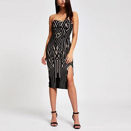 River Island Womens Print Belted Bodycon Dress