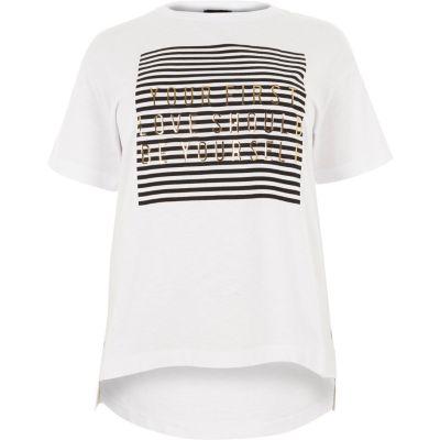 River Island Womens Plus White 'first Love' Boyfriend Fit T-shirt