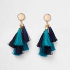 River Island Womens Multi Tassel Rhinestone Disk Earrings