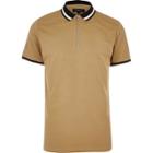 River Island Mens Brown Zip Placket Polo Shirt