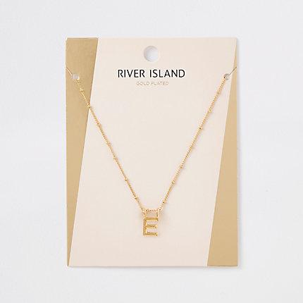 River Island Womens Gold Plated 'e' Initial Necklace