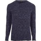 River Island Mens Rib Knit Muscle Fit Crew Neck Sweater