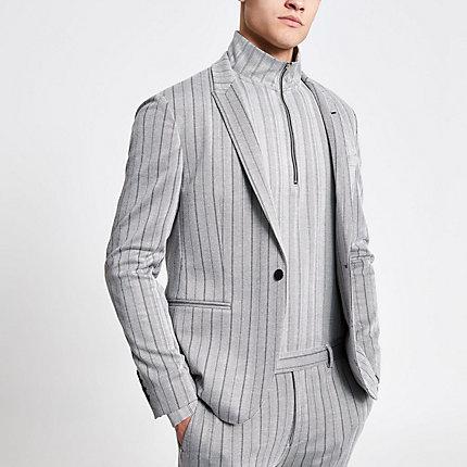 River Island Mens Herringbone Muscle Fit Suit Jacket
