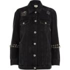 River Island Womens Washed Eyelet Oversized Denim Jacket