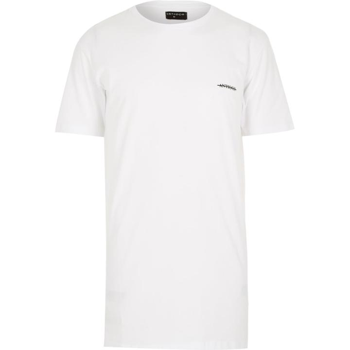 River Island Menswhite Antioch Longer Length T-shirt