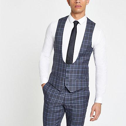 River Island Mens Check Vest