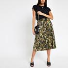 River Island Womens Camo Print Pleated Skirt