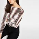 River Island Womens Stripe Boat Neck Long Sleeve Top