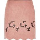 River Island Womens Floral Embroidered Scalloped Hem Skirt