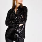 River Island Womens Sequin Embellished Long Sleeve Shirt