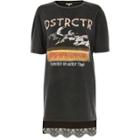 River Island Womens Lace Hem Band Print Oversized T-shirt