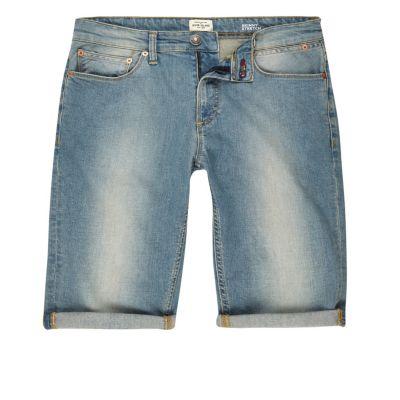River Island Mens Wash Skinny Fit Denim Shorts