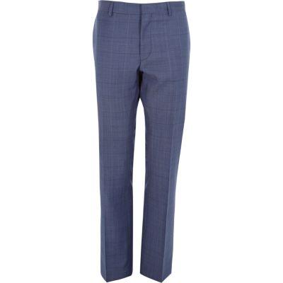 River Island Mens Subtle Check Wool-blend Slim Pants
