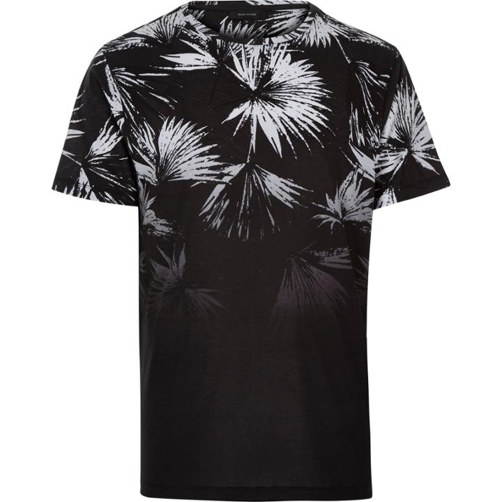 River Island Mensblack Palm Leaf Print Top T-shirt
