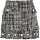 River Island Womens Boucle Faux Pearl Mini Skirt