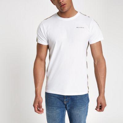 Mens Bellfield White Tape Side T-shirt