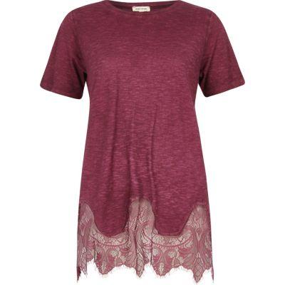 River Island Womens Lace Hem T-shrit