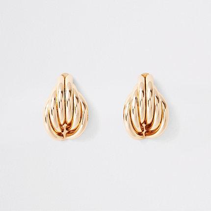 River Island Womens Gold Tone Folded Shell Stud Earrings