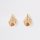 River Island Womens Gold Tone Folded Shell Stud Earrings