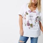 River Island Womens Plus White Floral Chain Boyfriend T-shirt