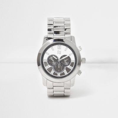 River Island Mens Silver Tone Chain Link Strap Round Face Watch